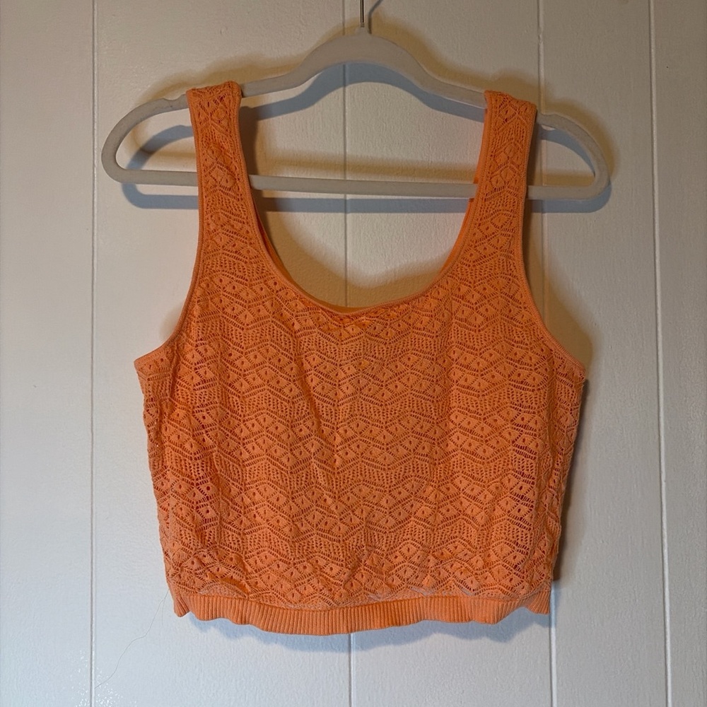 House of Harlow 1960 Geometric Knit Crop Top in Orange